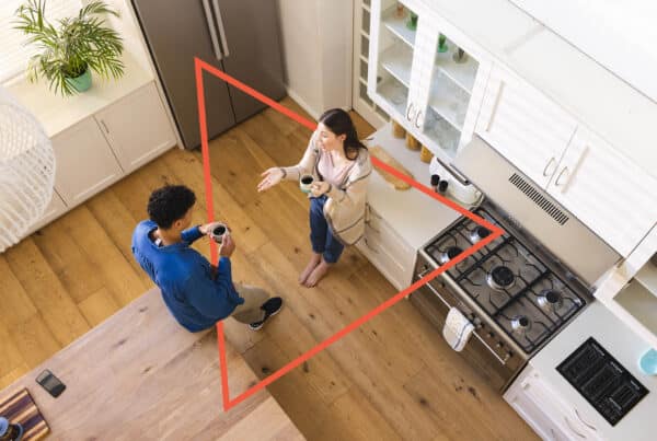 Work Triangle - Kitchen Flow Example of a beneficial Layout in a kitchen.
