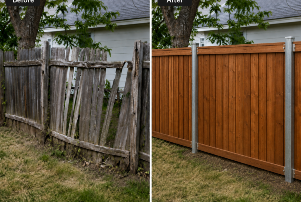 Fence repair before and after